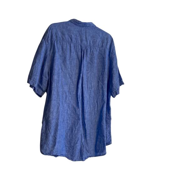 Lands End Blue Traditional Fit Linen Short Sleeve Classic Button Down Shirt XL - Picture 15 of 16